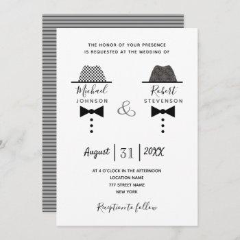 black and white gay wedding invitation
