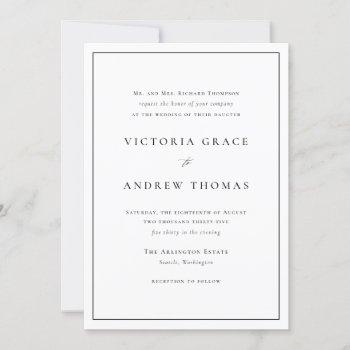 black and white simple typography formal wedding invitation