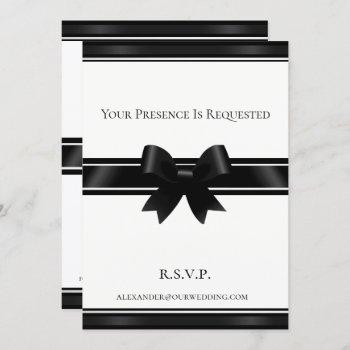black bow & white classic plus wedding invitation