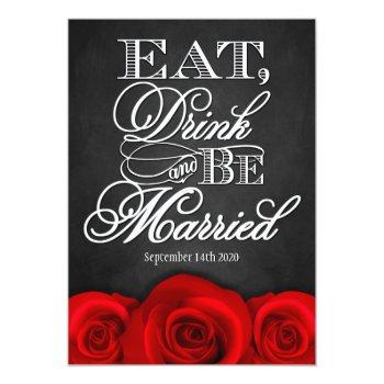 Small Black Chalkboard Red Rose Wedding Front View