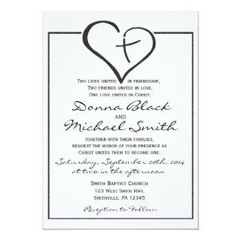 Small Black Crossed Heart Wedding Front View