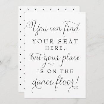 Small Black Dainty Script Wedding Find Your Seat Sign Front View