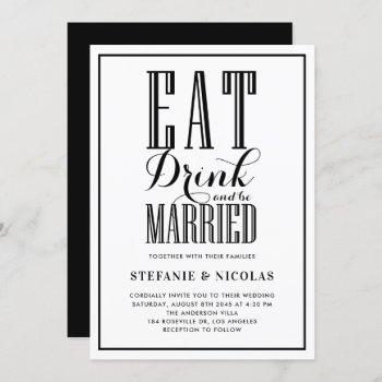 Small Black Eat, Drink And Be Married Wedding Front View