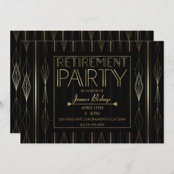 black & gold art deco work job retirement party invitation
