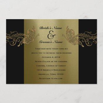 Small Black Gold Butterfly Music Wedding Front View