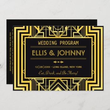 Small Black & Gold Geometric Wedding Programs Front View