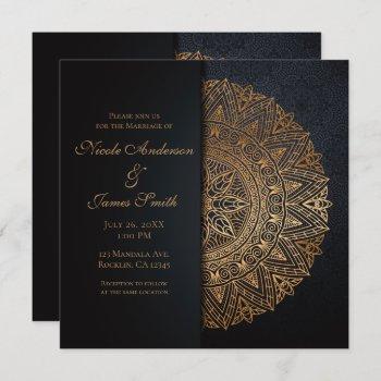 Small Black & Gold Mandala Elegant Wedding Marriage Front View