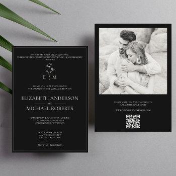 black modern catholic wedding invitations qr code
