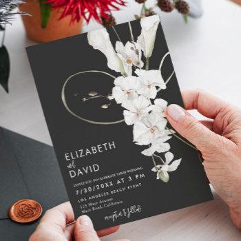 black orchid elegant luxury modern wedding invitation