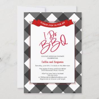 black red couples i do bbq bridal shower invitation