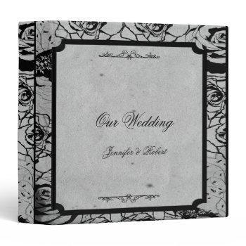 Small Black Rose Gothic Frame Wedding Binder Front View