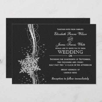 Small Black Silver Snowflakes Winter Wedding Front View