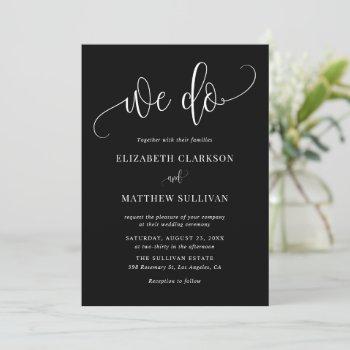 black we do modern calligraphy wedding invitation
