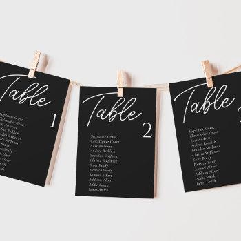 Small Black Wedding Table Seating Chart Front View