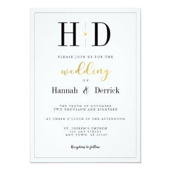 Small Black White And Gold Classic Monogram Wedding Front View