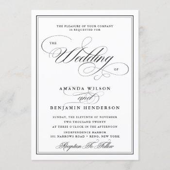 Small Black & White Calligraphy Wedding Front View