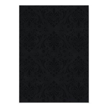 Small Black & White Damask & Pearl Bow Wedding Invite Back View