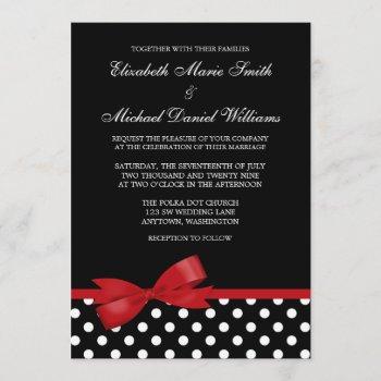 Small Black White Polka Dot Red Faux Bow Wedding Front View