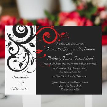 Small Black/white/red Reverse Swirl Wedding Front View