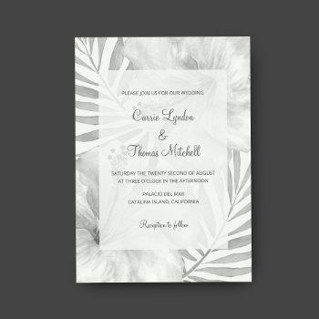 Small Black & White Tropical Beach Palm Hibiscus Wedding Front View