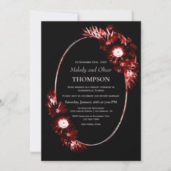 Small Black With Burgundy Red Floral Wedding Reception Front View