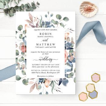 Small Blissful Floral Dusty Blue And Greenery Wedding Front View