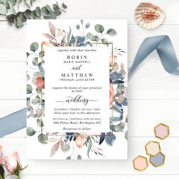 Small Blissful Floral Dusty Blue And Greenery Wedding Front View