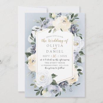 Small Blooming Botanical Dusty Blue Floral Wedding Front View