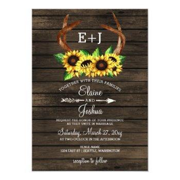 Small Blooming Sunflowers Antlers Country Chic Wedding Front View