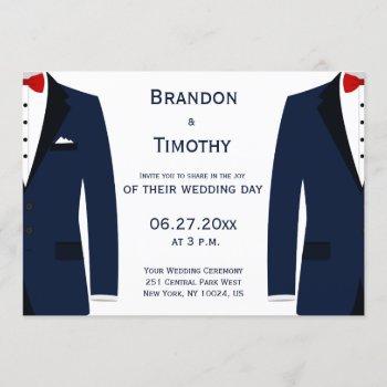 blue and white gay wedding invitations