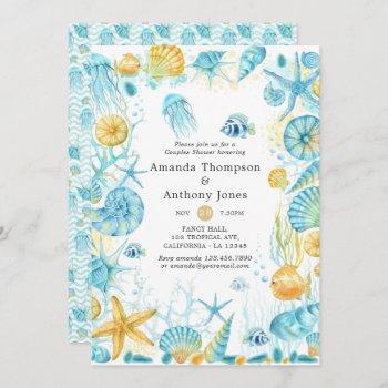Small Blue And Yellow Sea Life Wedding Couples Shower Front View