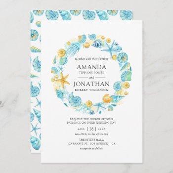 Small Blue And Yellow Sea Life Wedding Front View