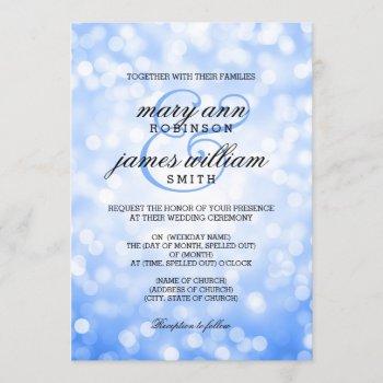 blue bokeh lights elegant wedding invitation
