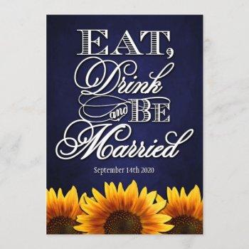Small Blue Chalkboard Sunflower Wedding Front View