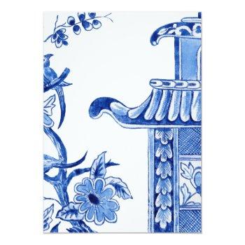 Small Blue Chinoiserie Asian China Floral Birthday Party Back View