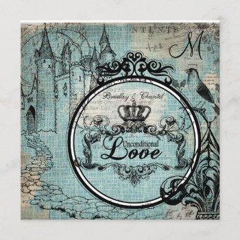 Small Blue Criss Cross Unconditional Love Wedding Invite Front View