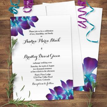 blue dendrobium orchid wedding invitation