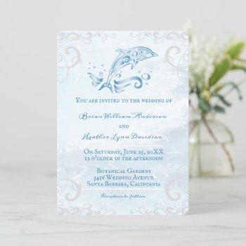 blue dolphin wedding invitation