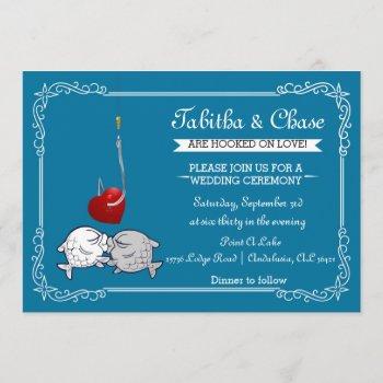 blue fishing wedding invitation