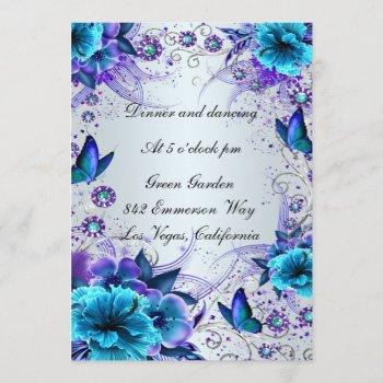 Small Blue Floral And Butterfly Reception Front View