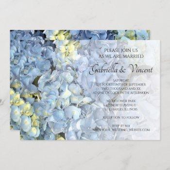 blue hydrangea floral wedding invitation
