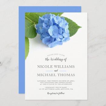blue hydrangea floral wedding invitations