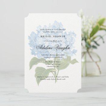 blue hydrangea grandmillennial bridal shower invitation