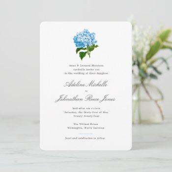 blue hydrangea grandmillennial wedding invitation