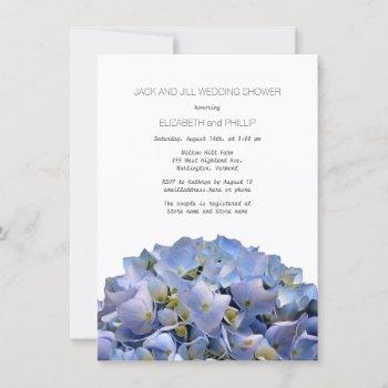 blue hydrangea jack and jill wedding shower invitation