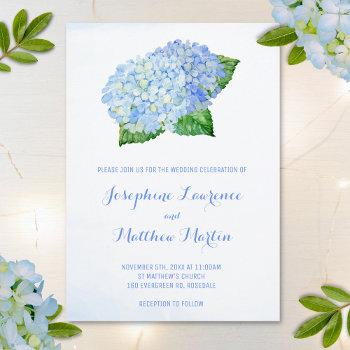 blue hydrangea watercolor wedding invitations