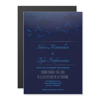 blue ocean shark wedding magnetic invitation