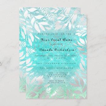 Small Blue Ocean Sky Glitter Ombre Floral Frame Front View