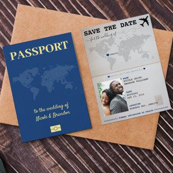 Small Blue Passport Jamaica Destination Wedding Save The Date Front View