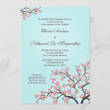 Small Blue Pink Cherry Blossoms Wedding Front View